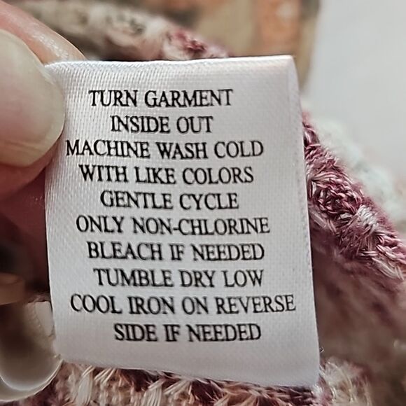 Top Waffle Knit with Lace  Floral Multicolor Button Front Long Sleeve  Sz XL - Picture 5 of 5